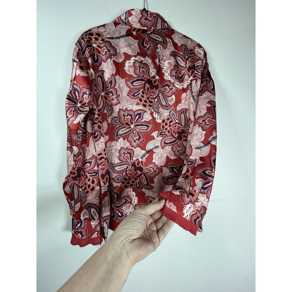 Chicos Botanical Art Print 3/4 Sleeve Top blouse  0 S 2 4 - Picture 6 of 10